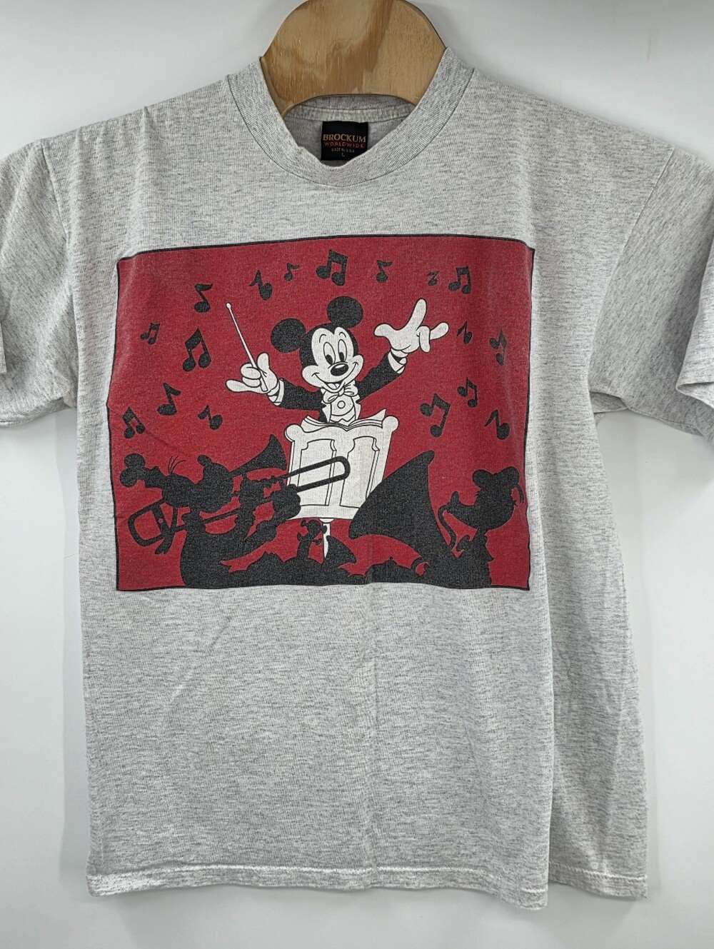Brockum Vintage USA Made Gray Mickey Disney Tshirt Large L